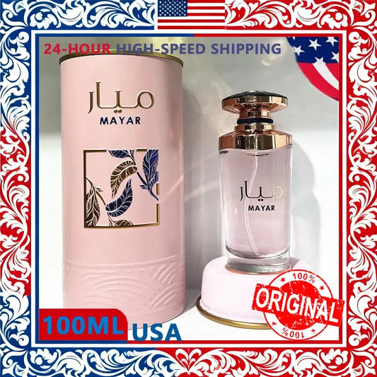 Blushimmer 100ml MYYAR Woman perfume bottle with floral scent, featuring a sleek atomizer for long-lasting female fragrance.