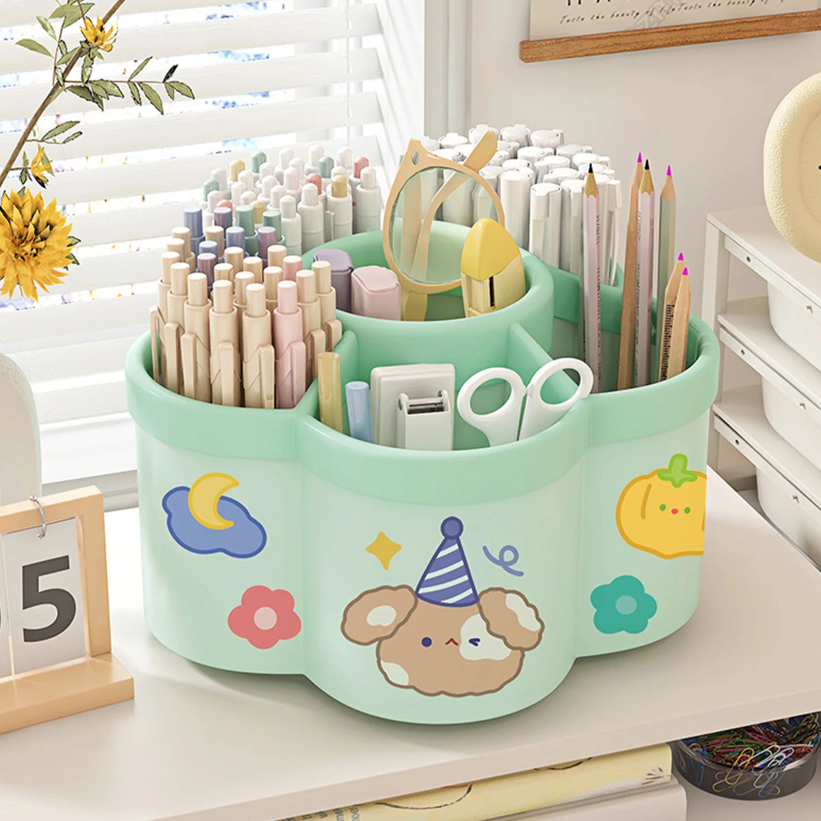 Rotating Desk Organizer With Compartments Large Capacity Pen And Pencil Holder Multi-Functional Office Box Stationery Supplies