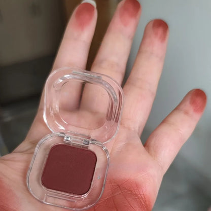 Blushimmer coral brick eyeshadow palette with matte, waterproof red-brown powders and under-eye makeup for aegyo-sal look