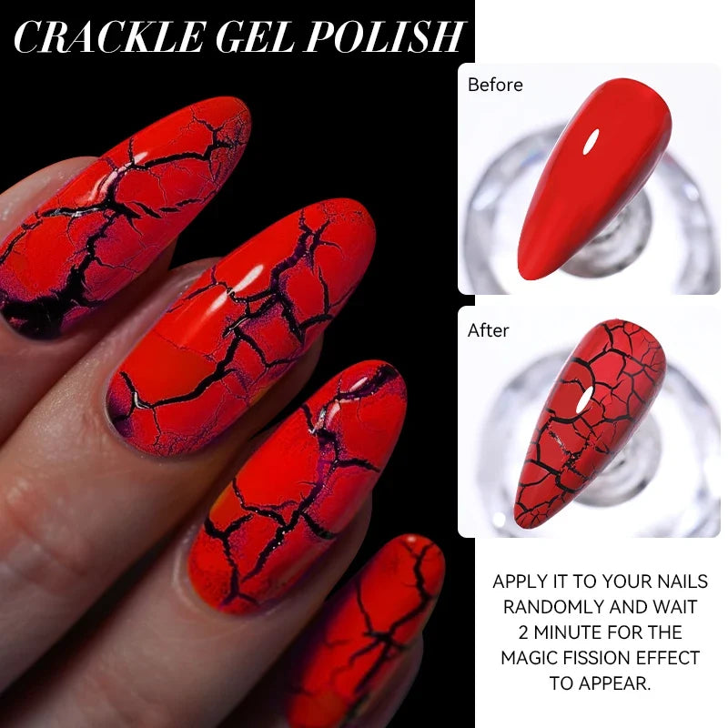 LILYCUTE 7ml neon crackle gel nail polish by Blushimmer, fluorescent UV gel for DIY semi-permanent nail art, quick-drying and vibrant.