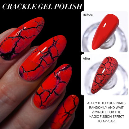 LILYCUTE 7ml neon crackle gel nail polish by Blushimmer, fluorescent UV gel for DIY semi-permanent nail art, quick-drying and vibrant.