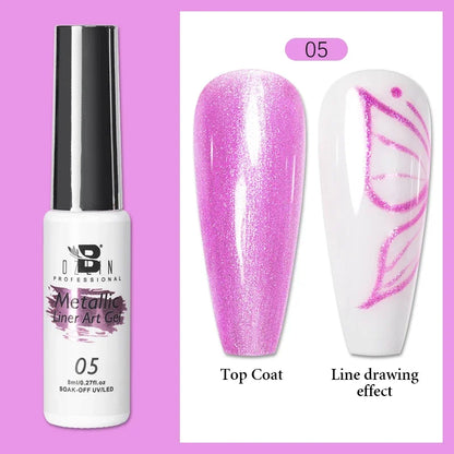 Blushimmer 5ML gold and silver metallic gel polish with chrome mirror finish, perfect for French nails and UV LED semi-permanent nail art.