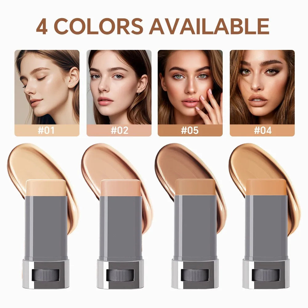 Blushimmer stick foundation balm serum with high coverage, smooth texture, and travel-friendly bronze skin tint for a plumped look