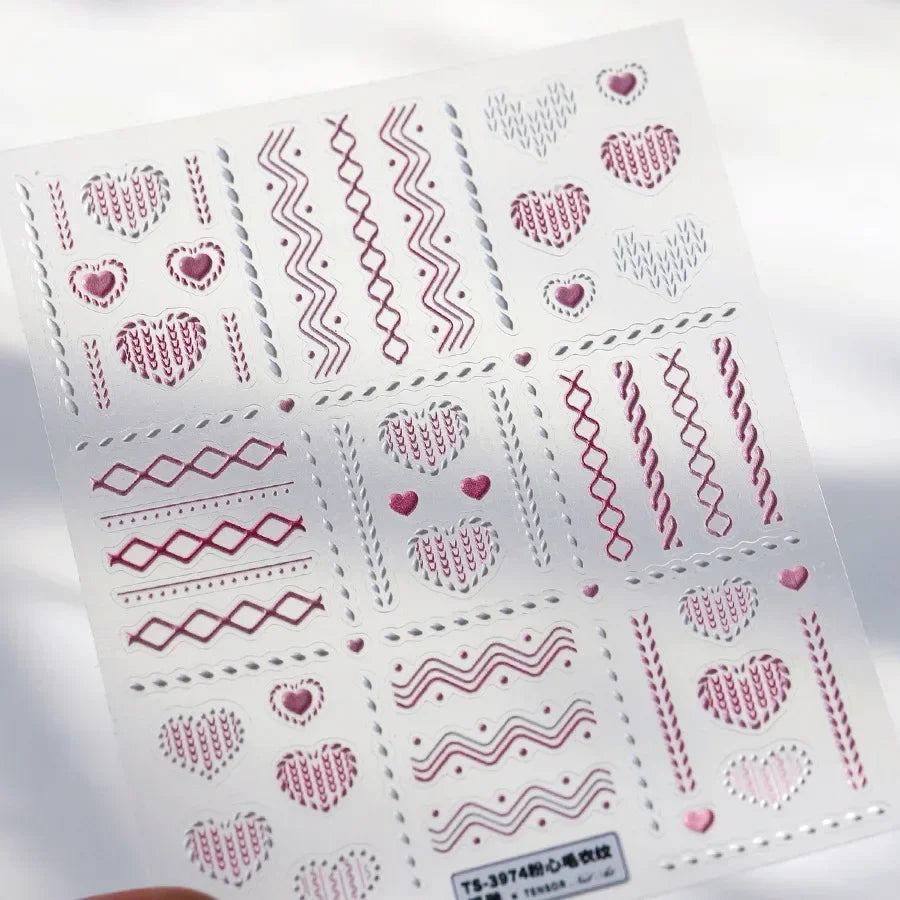 Colorful Cat's Eye 5D gradient European love heart gem nail art stickers with geometric crystal design by Blushimmer.