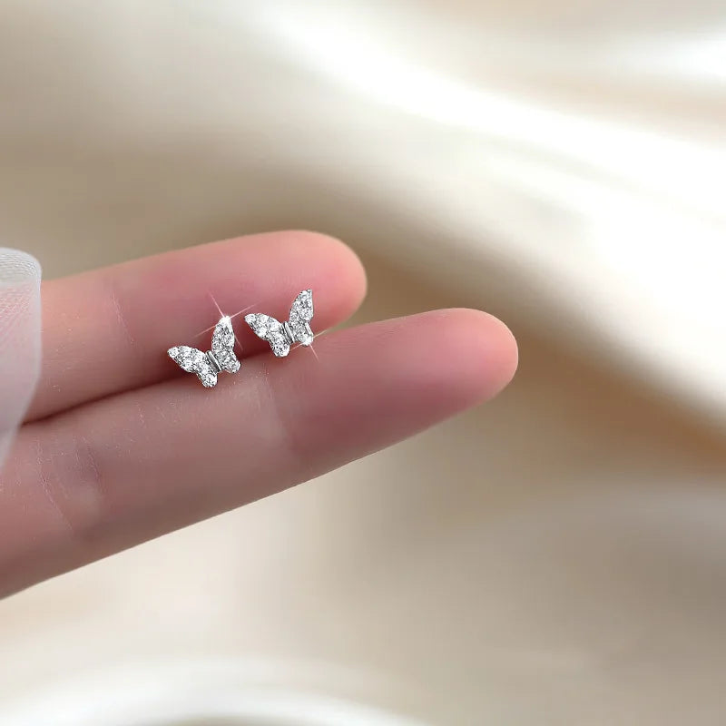 ANENJERY Butterfly Stud Earrings for Women Cute Delicate Jewelry Girls Gift Wholesale Pendientes mujer