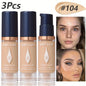 Blushimmer 3-piece full coverage concealer and foundation set with waterproof matte finish for dark spots and tattoos, travel size.