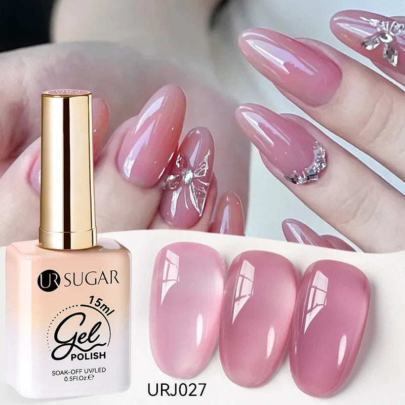 Blushimmer UR SUGAR 15ml jelly translucent white gel polish for semi-permanent UV nail art and soak-off gel varnish.