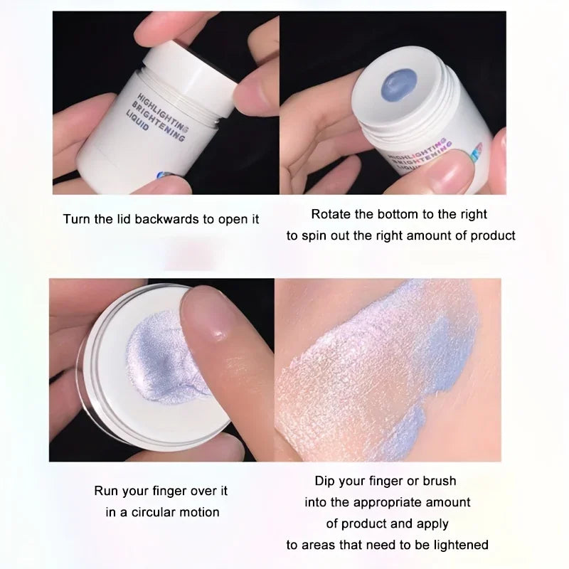 Blushimmer liquid highlighter with natural shimmer, contour, and bronzer for face and body, featuring moisturizing, brightening glow.
