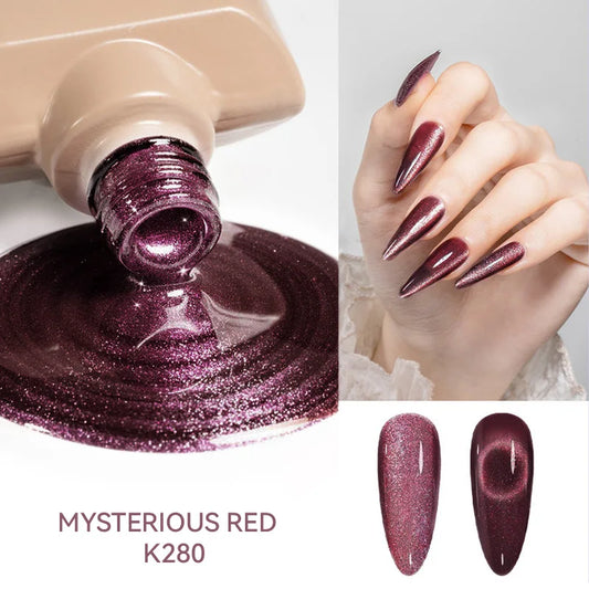 Blushimmer Maychaoromantic Galaxy Cat Eye Gel Nail Polish with magnetic holographic rainbow effect on nails, soak-off UV gel polish.
