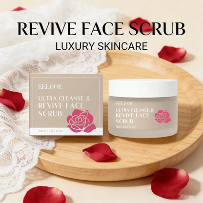 Cleanse & Revive Face Scrub Moisturizing Deep Clean Pore Exfoliating Soothing Softening Skin Brightening Rose Facial Scrub Cream