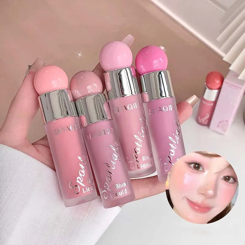 Blushimmer liquid blusher with water-light jelly formula in nude pink, giving a natural warm or cool tone glow to the face.