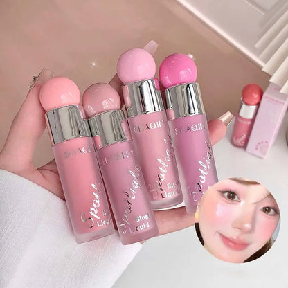 Blushimmer liquid blusher with water-light jelly formula in nude pink, giving a natural warm or cool tone glow to the face.