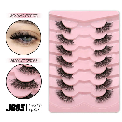 Blushimmer GROINNEYA Half Lashes with soft, natural clear band, wispy faux mink for a subtle, natural eyelash extension look