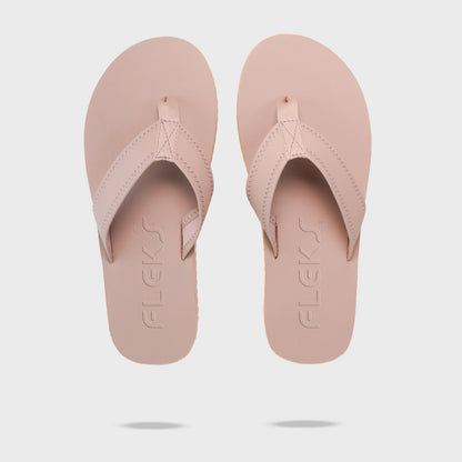 Seagrove Flip Flop by Fleks in Blushed color, featuring a comfortable strap and flip flop sole, with Fleks logo on the strap.