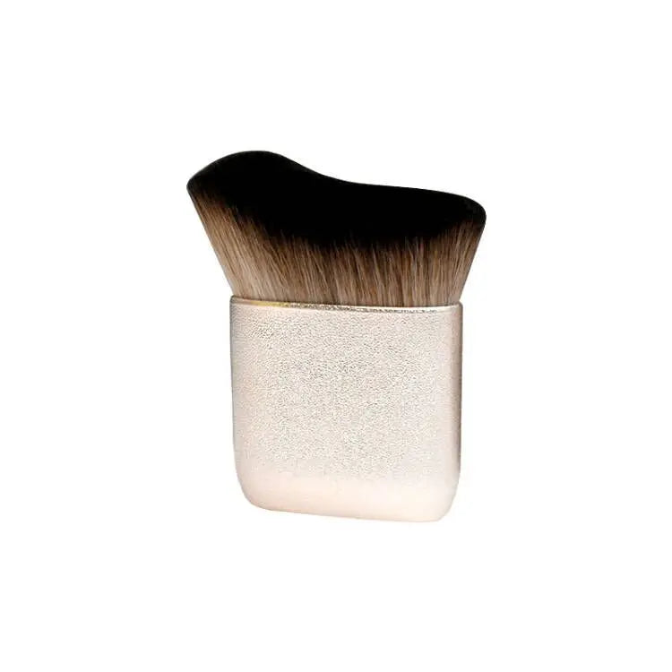 Blushimmer angled foundation makeup brush for liquid bronzer and powder, portable cosmetic tool with wavy bristles for face application