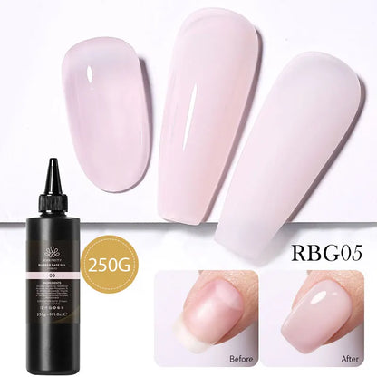 Blushimmer BORN PRETTY black and white gel nail polish in 250g refill pack, semi-permanent jelly nude soak-off UV LED gel