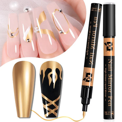 Blushimmer 5ML metallic gel polish in gold and silver with mirror chrome finish, ideal for French nail designs, UV and LED safe.