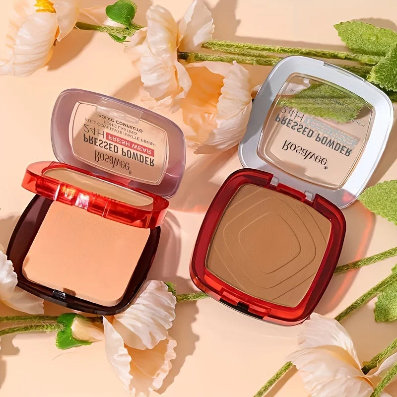 Blushimmer matte full coverage pressed powder foundation with puff applicator, 24-hour fresh wear, weightless finishing makeup