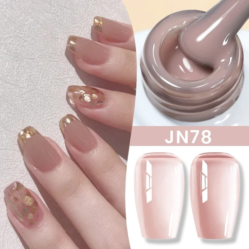 Blushimmer Born Pretty Jelly Nude Gel Nail Polish 10ml in light pink peach, translucent color for UV gel nail art at home