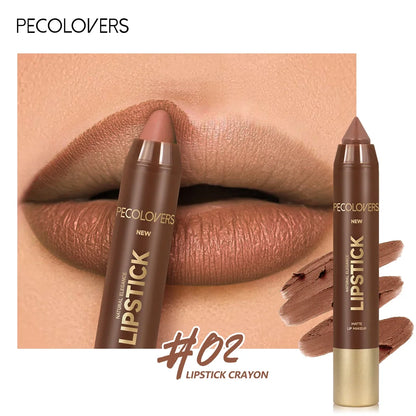 Blushimmer multi-color matte lipstick crayon with high pigmentation, long-lasting, natural effect for brown tones and matte finish.