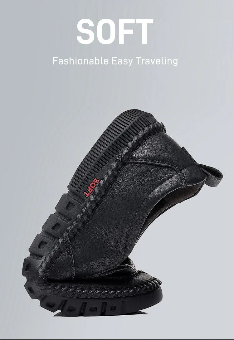 Men's Hand Stitched Genuine Leather Slip On Shoes Business Formal Occasion Wedding Party Footwear Leisure Official Board-Shoes