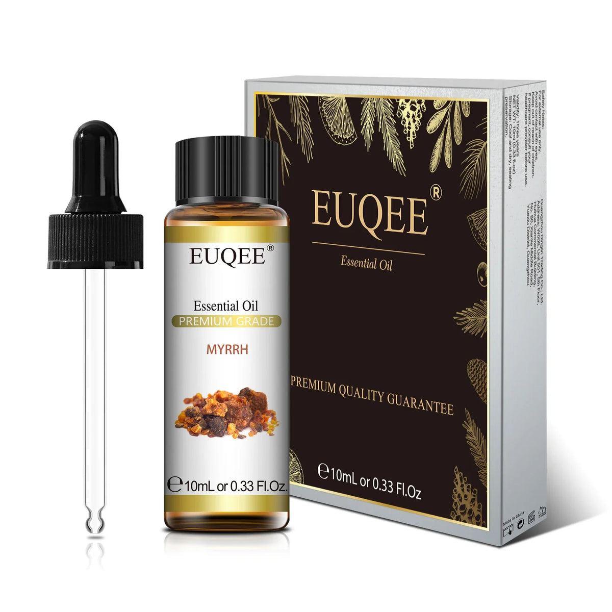 Blushimmer EUQEE 10ml essential oil set with lavender, jasmine, eucalyptus, vanilla, sandalwood, orange, lemon, oregano, and neroli.