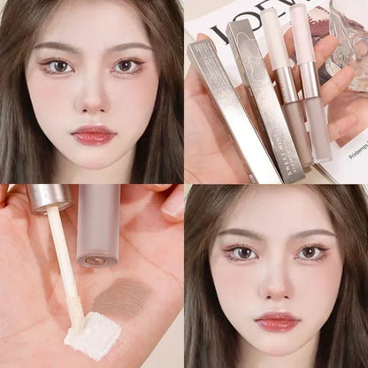 Blushimmer double-ended highlighting and contouring stick with concealer pencil in cement grey for nose shaping and bronzing makeup.