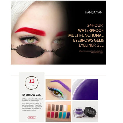 Blushimmer HANDAIYAN colorful eyebrow cream gel with brushes, high pigment, waterproof, long-lasting eyebrow tint for bold brows.