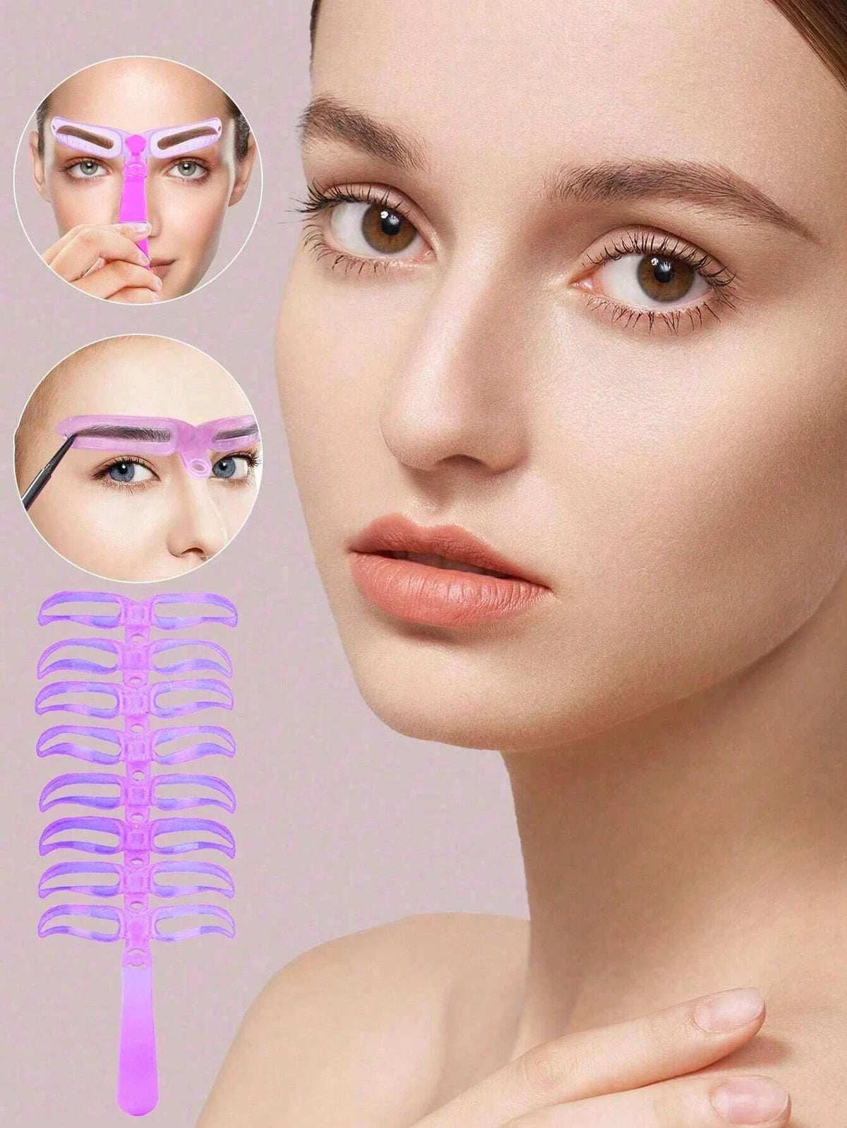 Blushimmer 8-in-1 reusable eyebrow template set with tools and accessories for precise eyebrow shaping and makeup application.