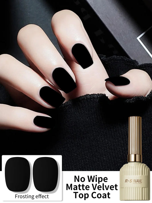 Blushimmer RSNAIL 10g clear velvet matte top coat gel nail polish, UV soak-off semi-permanent varnish for nail art.