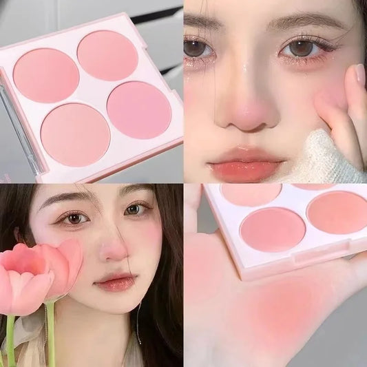 Blushimmer Vibrant Girl Ice Cream four-color blush with brightening, pigmented matte finish and fine texture for natural makeup.