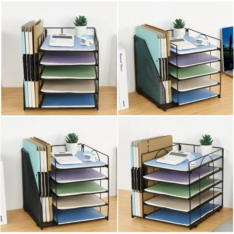 Office Desktop Multi-layer File Rack5Layer Data Organizer Storage Box File Holder Archive Rack Office Supplies