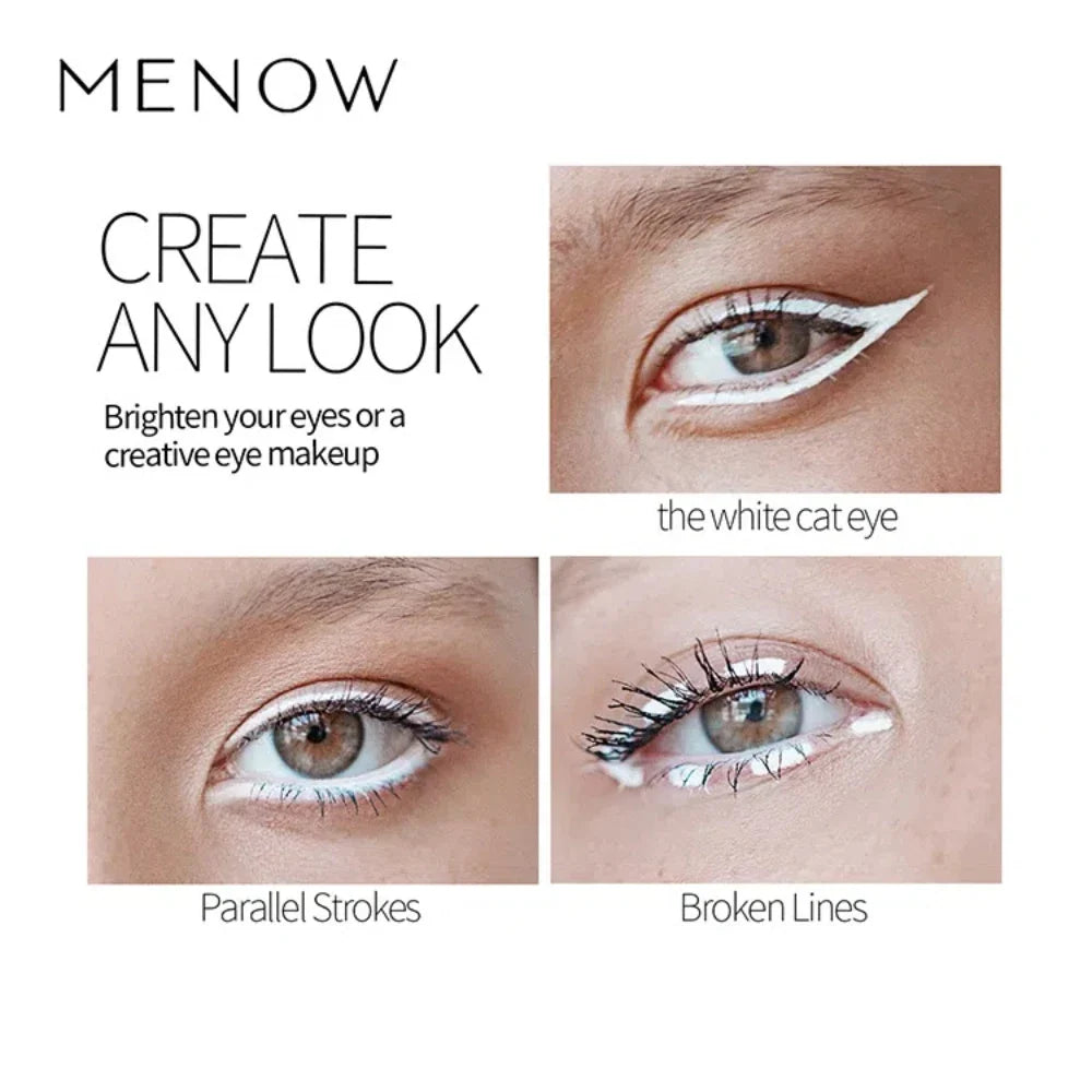 Set of 12 white eyeliner pencils by Blushimmer, waterproof, long-lasting, smooth eyes brightener and highlighter makeup.