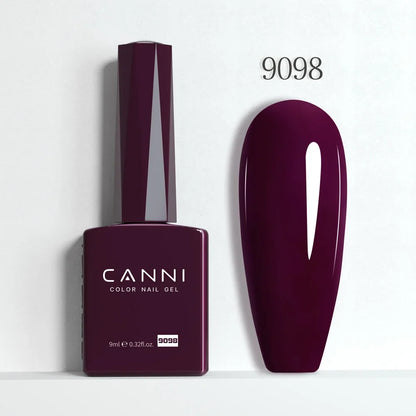 Blushimmer CANNI Hema Free Nail Gel Polish fall collection with semi-permanent diamond top coat, featuring red and jelly nude shades in 9ml