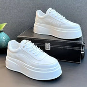 Men's Lightweight Thick Sole Casual Business Shoes, Daily Outdoor Leisure Footwear, PU Material, Color: White. green