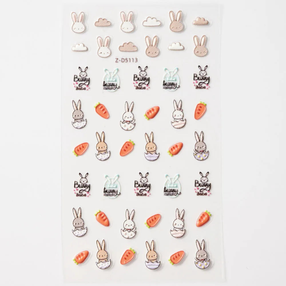 Cute Cat and Dog 3D nail decals by Blushimmer featuring animal cartoon designs for fun, decorative Y2K-style nail art stickers.