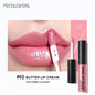 Blushimmer waterproof liquid lipstick in shade 21, featuring vitamin E, lip gloss, and lip plumper in sleek makeup set packaging.
