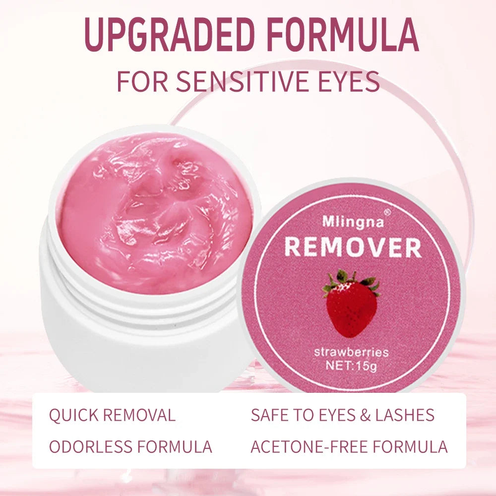 Blushimmer eyelash glue remover cream in 15g tube, professional makeup tool for lash extension removal, Korea-made.