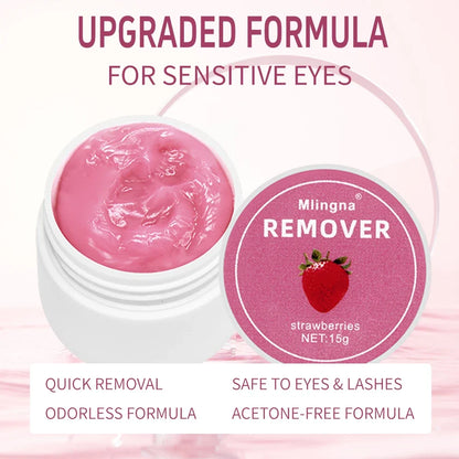 Blushimmer eyelash glue remover cream in 15g tube, professional makeup tool for lash extension removal, Korea-made.