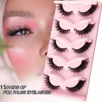 Natural long cat eye false eyelashes with winged ends, Jiefuxin Store, featuring 15 pairs of manga-style eyelash extensions.