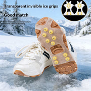 Universal Over-Shoe Ice Cleats - 10-Stud Anti-Skid Snow Grips, TPE Winter Traction Covers for Boots&Shoes, Secure Walking on Ice