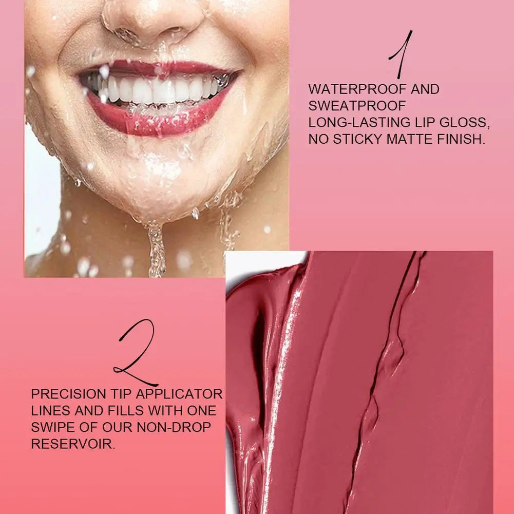 Blushimmer 3-piece nude matte velvet liquid lip gloss set with waterproof, long-lasting, non-stick moist lip tint for women.