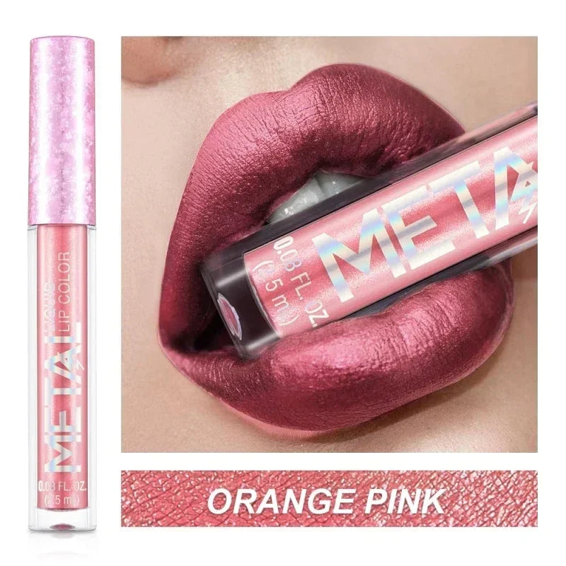 Metallic Matte Liquid Lipstick Waterproof Long Lasting Non-Stick Cup Matte Shimmer Glitter Lip Gloss Women Lips Makeup 12 Colors