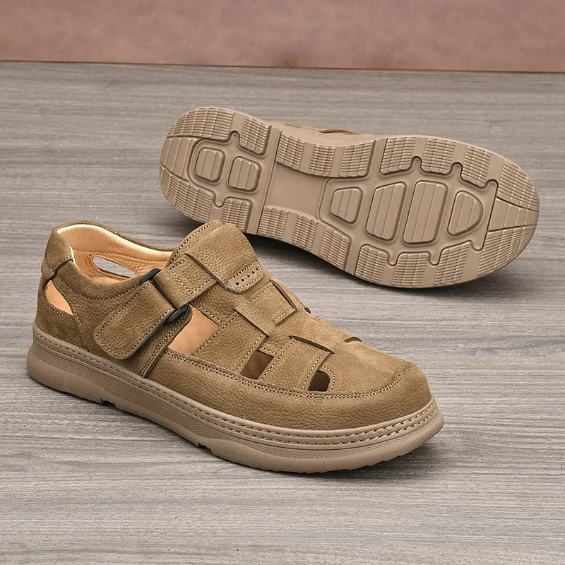 Cowhide Men's Shoes Work Shoes Are All Soft Genuine Leather Casual Walking Old-fashioned Men's sandal