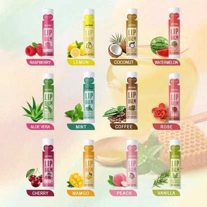 Set of 48 Blushimmer moisturizing lip balms in 5g boxes with flower fragrances, natural brightening lip color for holiday gift.