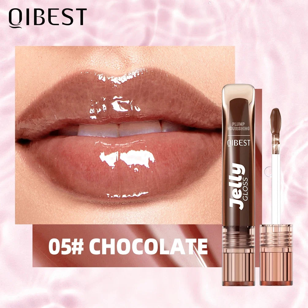 Blushimmer QIBEST Mirror Pearl Jelly Lipgloss with hydrating, lightweight watery crystal finish and lasting moisturizing lipstick.