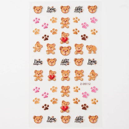 Cute cat and dog nail decals from Blushimmer featuring 3D animal cartoon designs for Y2K-style nail art decoration.
