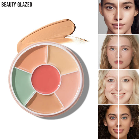 Blushimmer Beauty Glazed Concealer Cream with three color correction shades, full coverage, waterproof, and brightening for acne and dark circles.