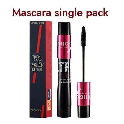 Blushimmer fiber mascara set with double tubes, waterproof, long-lasting formula, natural curl, and smudge-proof eyelashes.