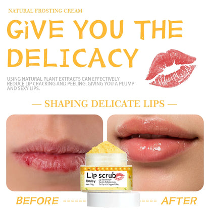 EELHOE Honey Lip Scrub Exfoliator for Dry Chapped Lips Nourishing Moisturizing Dead Skin Removal Plumping Line Care Treatment